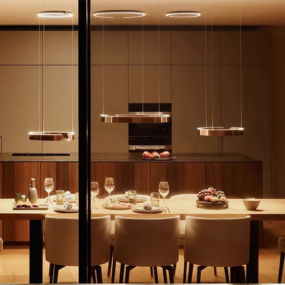 Nordic Led Ring Chandelier Modern Design Rose Gold Black White and Gold Lamp