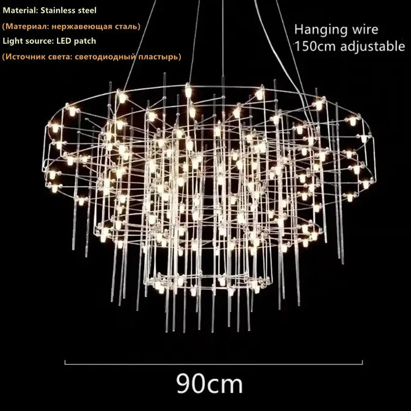 Luxury Stainless Steel Chandelier Modern Chrome LED Firefly Ceiling Chandelier