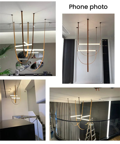 Duplex Leather Chandelier Restaurant staircase chandelier