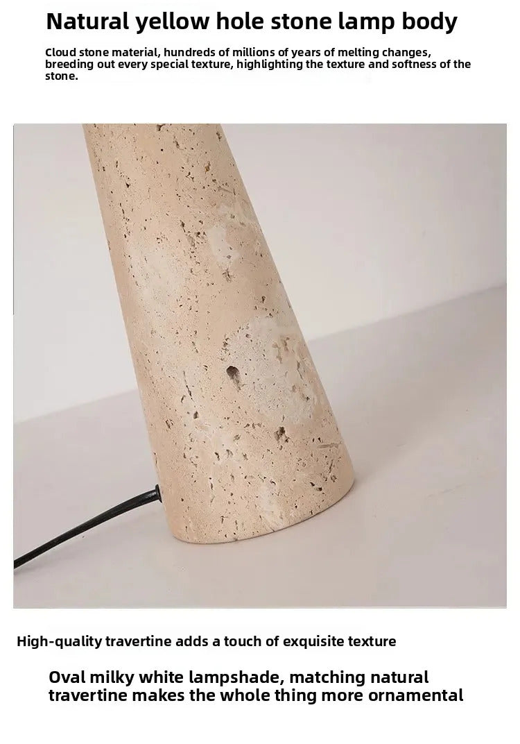 Yellow Travertine Fabric Art Table Lamp Japanese Stone Table Lamp