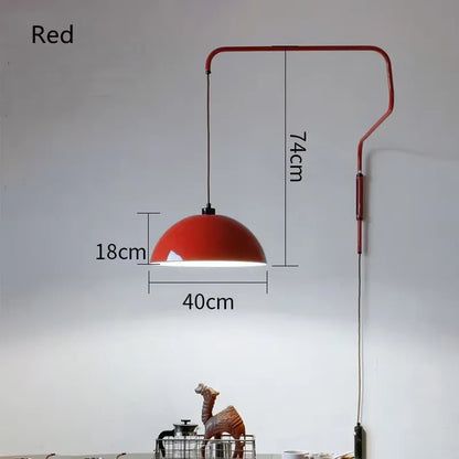 Red Rocker Chandelier Modern Folding Retractable Wall Lamp Long Arm Chandelier