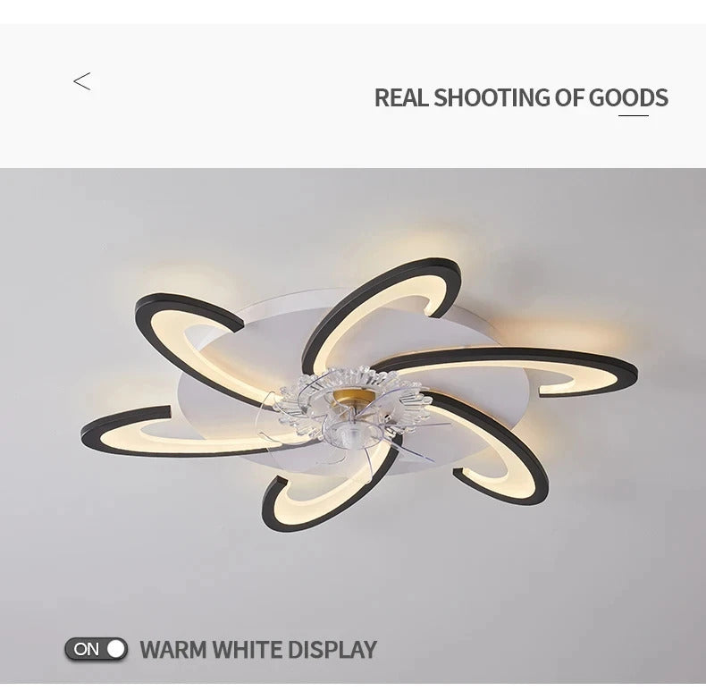 Modern Ceiling Fans with Lights, Fan Lamp Petal Ceiling Fan for Bedroom/Living Room