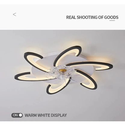 Modern Ceiling Fans with Lights, Fan Lamp Petal Ceiling Fan for Bedroom/Living Room