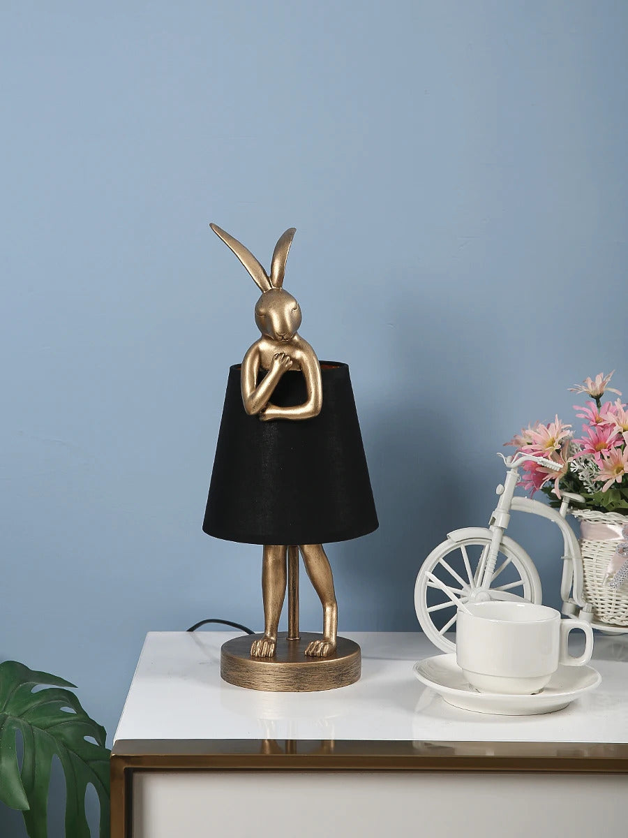 Nordic LED rabbit table lamp Designer resin rabbit desk lamp for study bedroom children's room reading led light bedside lamp