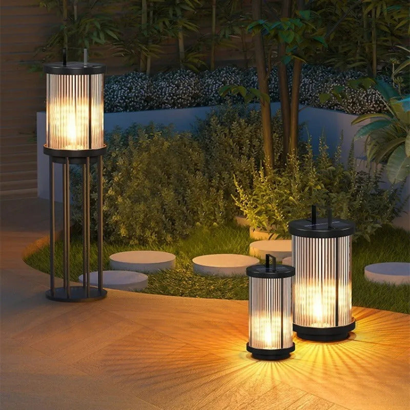 Modern Simple Clear Glass Landscape Lights Lantern Garden Solar Outdoor Light Courtyard Lawn Balcony Decoration Floor Lights