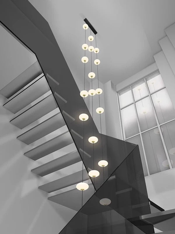 Modern villa Staircase Chandelier Nordic Oval String Ball Duplex Building LED pendant Light