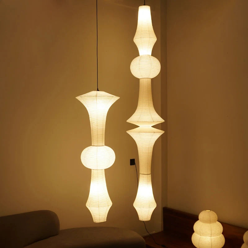 Nordic Wabi Sabi Wind Rice Paper Led Pendant Lights Living Room Bedroom Corner Chandelier