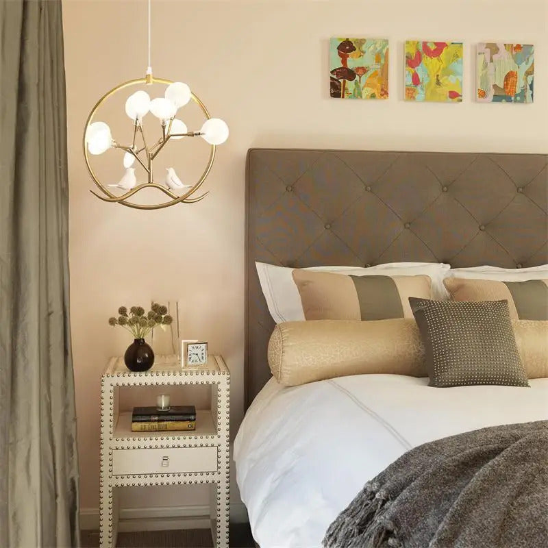 Hand-made wood pendant lamp home decoration E27 cage pendant light