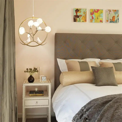 Hand-made wood pendant lamp home decoration E27 cage pendant light