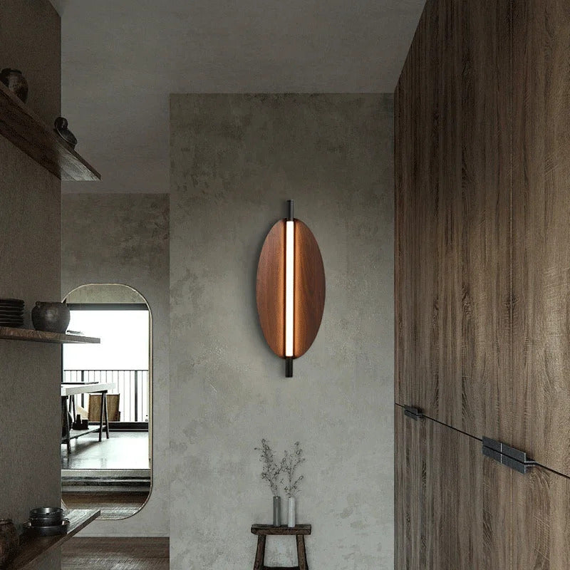 Thula leaf Wall Lamp Nordic Long minimalist wall light Japanese Wood Grain sconce
