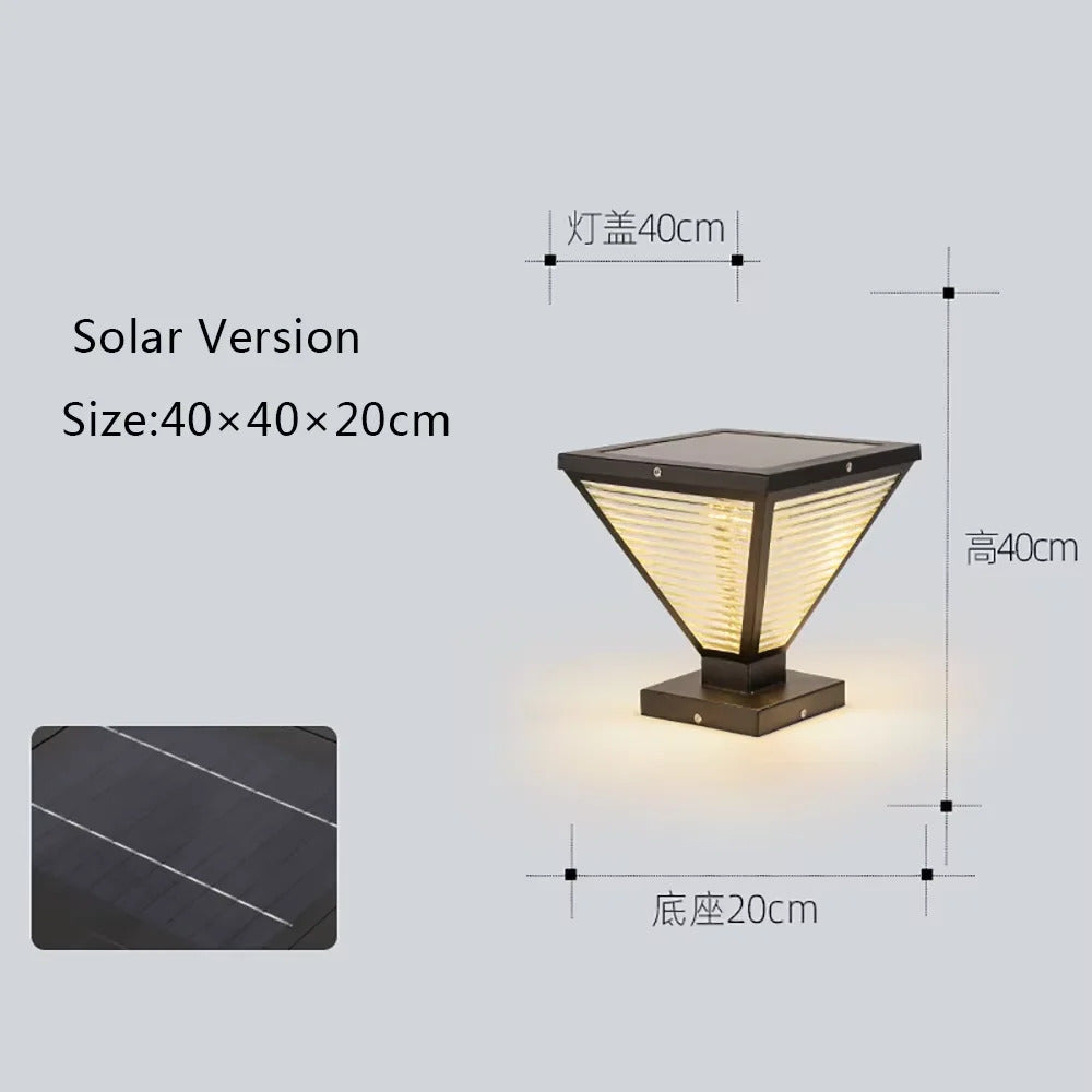 Outdoor Solar Tapered Pillar Lights Light Control Garden Light Sensor Outdoor Waterproof lamp