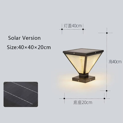 Outdoor Solar Tapered Pillar Lights Light Control Garden Light Sensor Outdoor Waterproof lamp
