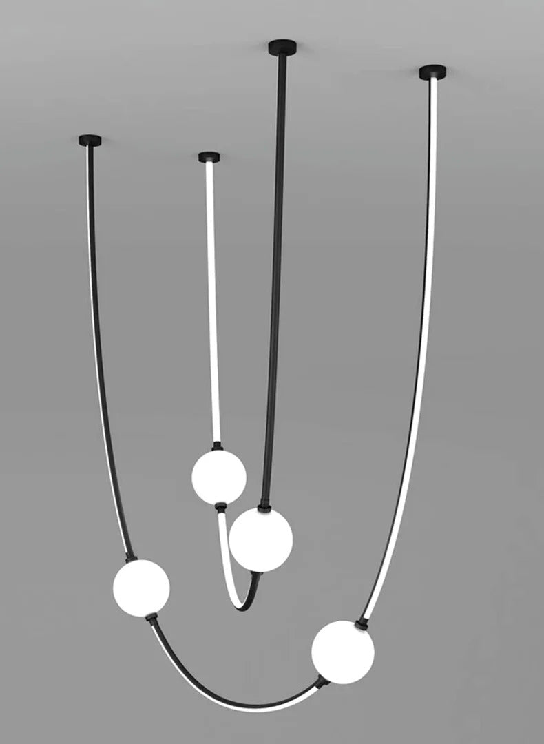 Postmodern glass ball chandelier nordic led curve light Dimmable staircase lamp