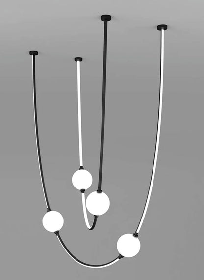 Postmodern glass ball chandelier nordic led curve light Dimmable staircase lamp