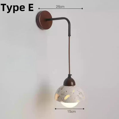 Natural cave Stone Wall Light Medieval Bedside cement Sconce lamp LED Lighting