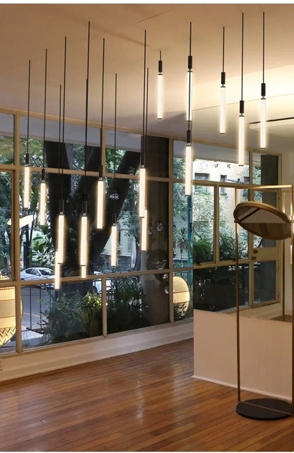 Nordic Staircase strip Pendant Light Modern Minimalist long line Villa Loft bedside Hanging Lamp