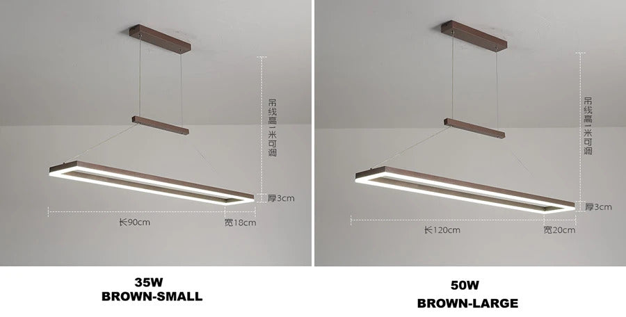 Rectangular chandelier Aluminum LED deco design Nordic style lamp