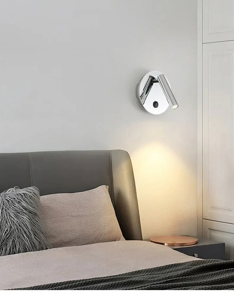Modern Bauhaus silver small wall lamp Nordic simple bedroom bedside wall light