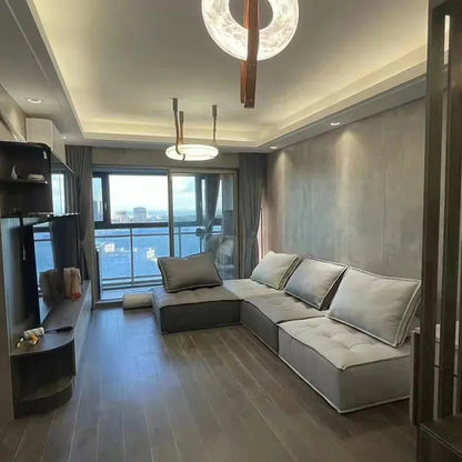 Hot selling high-end living room main light, round all copper leather pendant light, Spanish marble pendant light