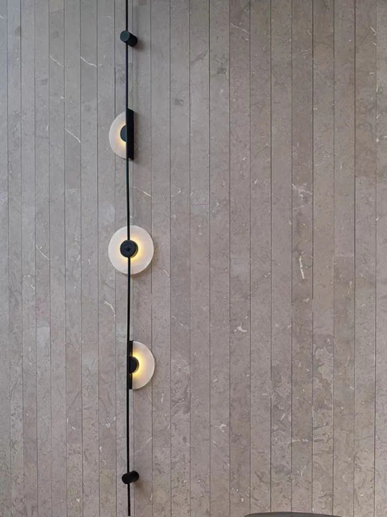 Alabaster Vertical Wall Lamp Modern Mable Wall Art Black Led Acrylic Circle Wall Lamp