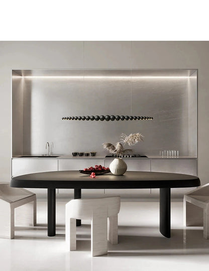 Wooden Beads Long Linear LED Pendant Lights Wabi Sabi wood walnut wood Hanging chandeliers