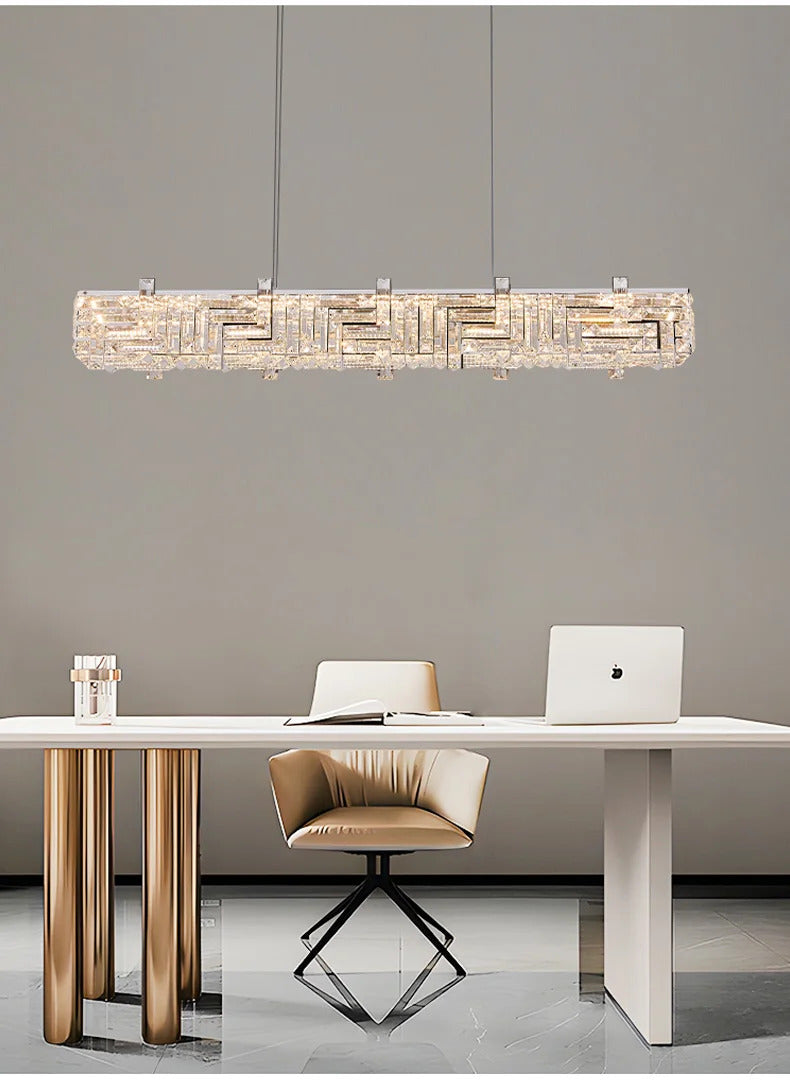 Modern crystal long strip chandelier Luxury Gold  Kitchen island Pendant lamp