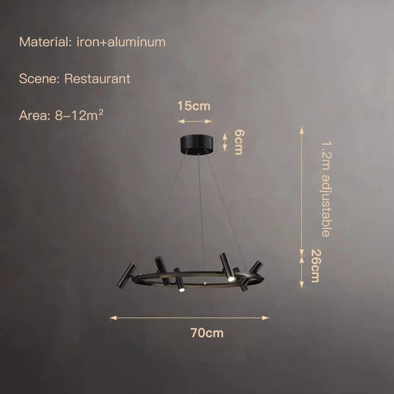 Nordic ring Chandelier balck Metal adjustable spot lamp living room Dining Room Kitchen Indoor Lighting led round Pendant light