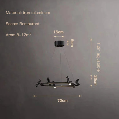 Nordic ring Chandelier balck Metal adjustable spot lamp living room Dining Room Kitchen Indoor Lighting led round Pendant light