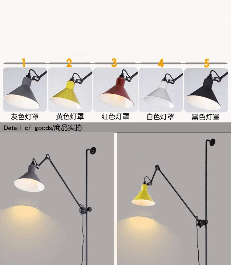 Nordic simple long black wall light Industrial Pole Swing Arm vintage Reading wall lamp