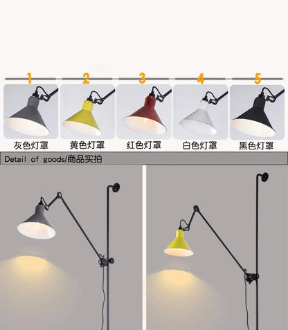 Nordic simple long black wall light Industrial Pole Swing Arm vintage Reading wall lamp