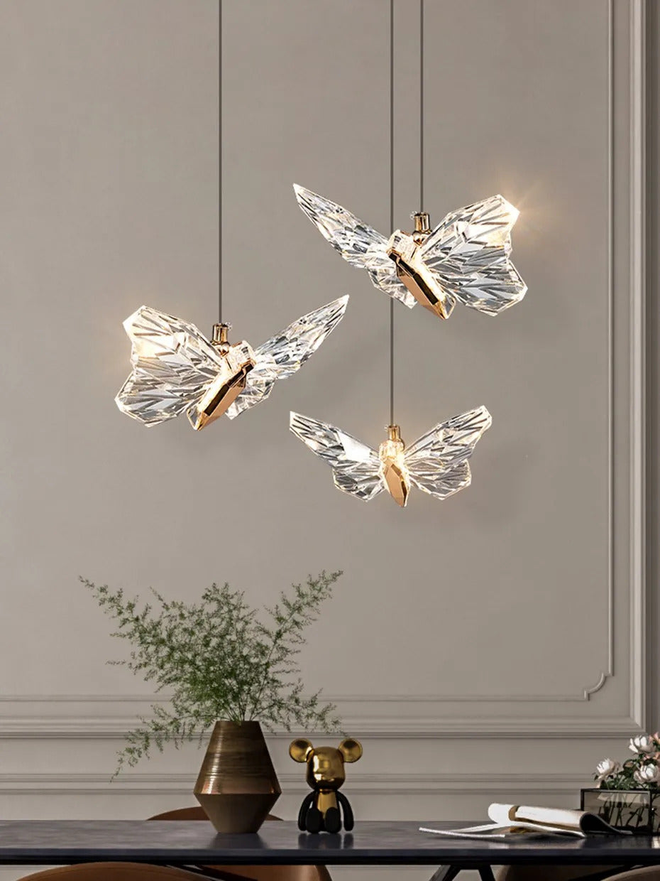 Crystal butterfly lamp Nordic Luxury Crystal Staircase Chandelier