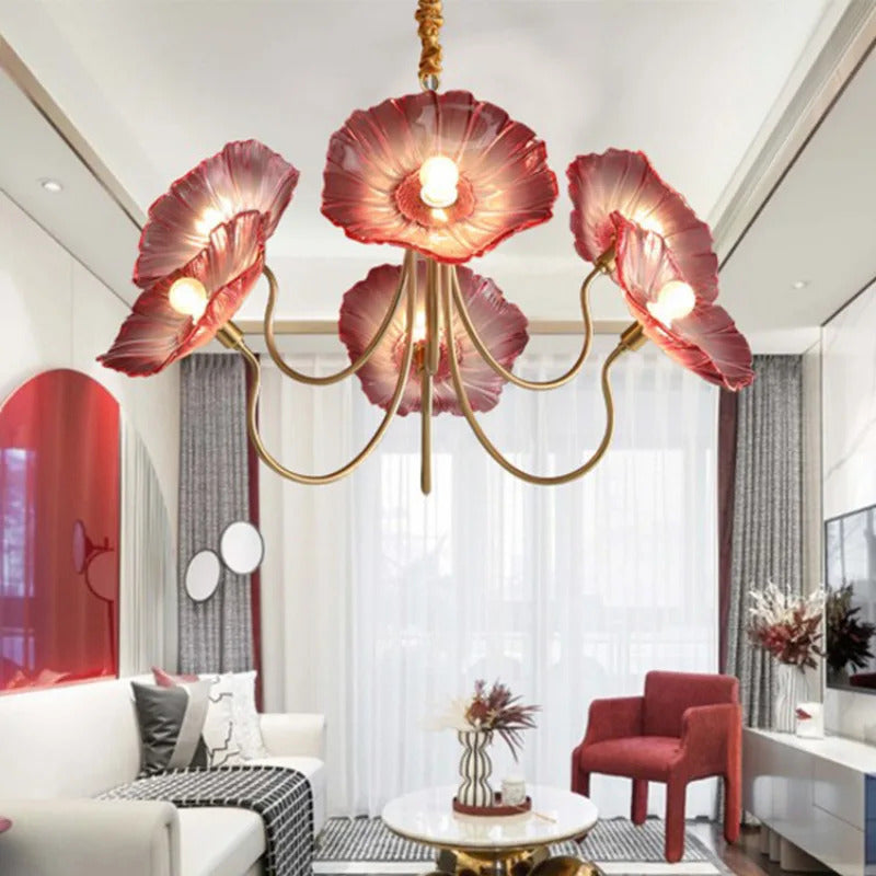 Lotus Flower Chandelier Modern Glass Flowers Led Chandelier