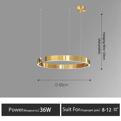Nordic Led Ring Chandelier Modern Design Rose Gold Black White and Gold Lamp