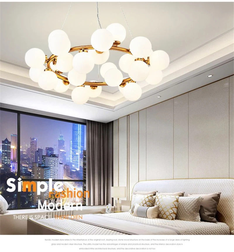 Nordic Round chandelier Glass Ball Chandeliers Living room ring scandinavian lamp fixtures