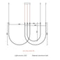 Nordic U-shaped Line Pendant Light LED Long Leather Hanging Lamp