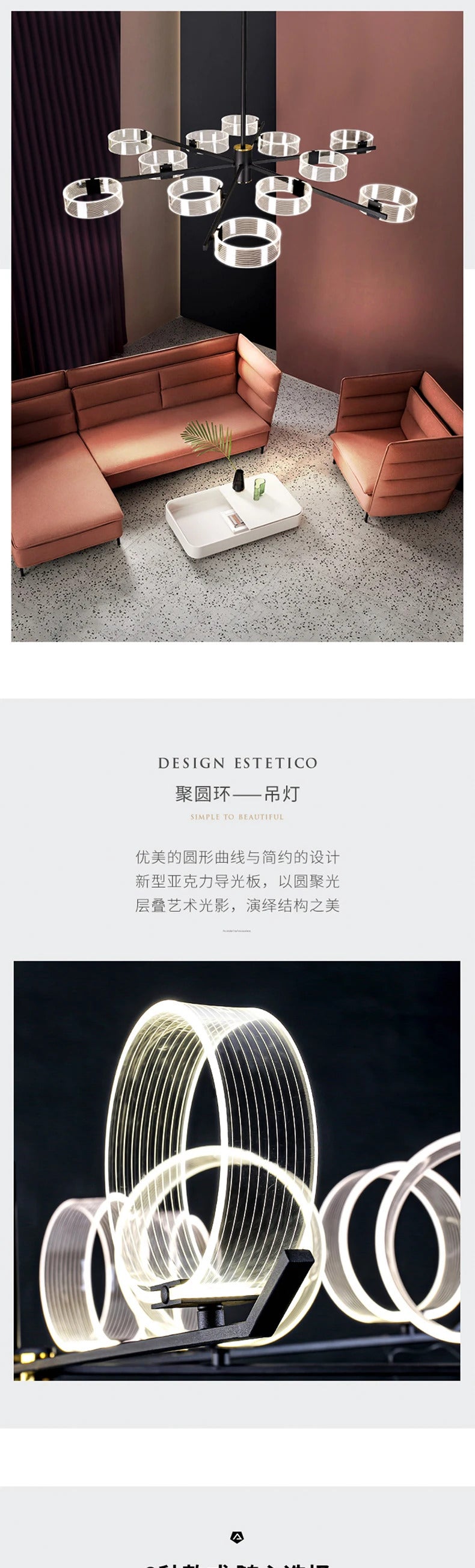 Acrylic LED Chandeliers modern retro lamp hanging