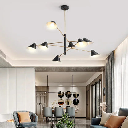 Nordic Minimalist Cone Shape chandelier Danish design black gold  iron Pendant Light