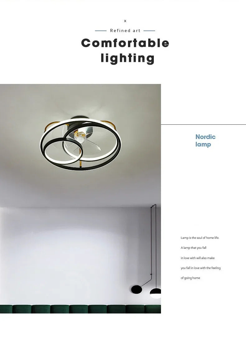 Modern simple LED Ceiling Fan Lamp with remote control Dining Room Bedroom Indoor lighting