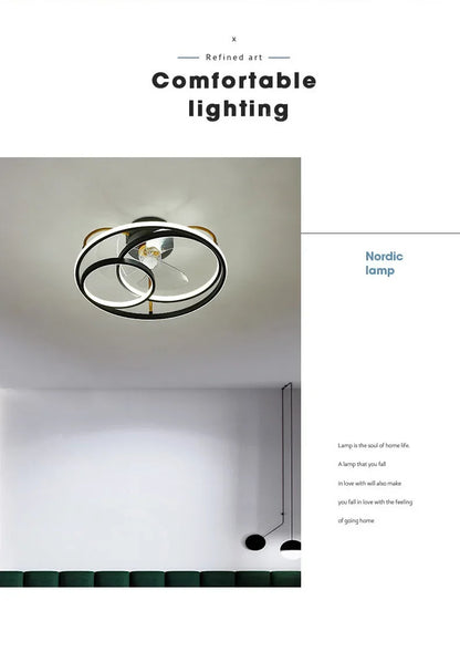 Modern simple LED Ceiling Fan Lamp with remote control Dining Room Bedroom Indoor lighting