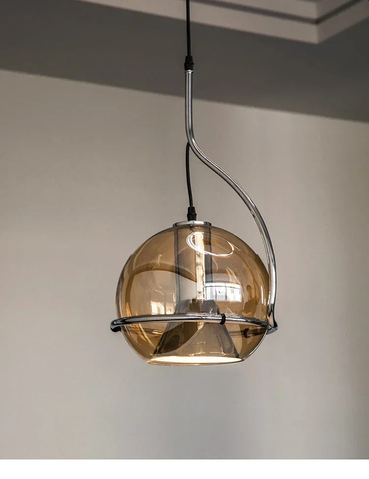 Nordic Glass Chandelier Danish Bauhaus Restaurant Bar LED Light