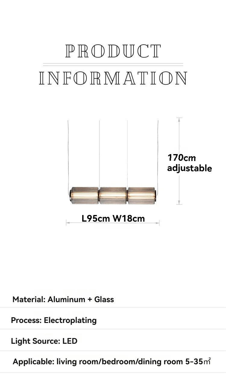 Restaurant Long Stripe Pendant Light Smoke Gray Glass Lampshade Nordic Led Hanging Light Living Dining Room Decor Pendant Lamp