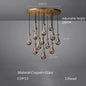 Luxury All Copper LED Pendant Light Modern Water drop Glass chandelier