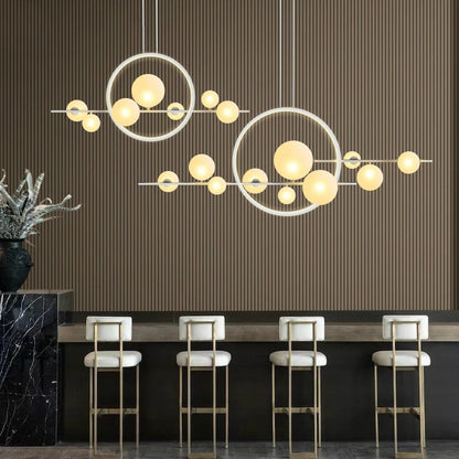 Nordic linear chandelier Kitchen Island light Restaurant ball glass lamp