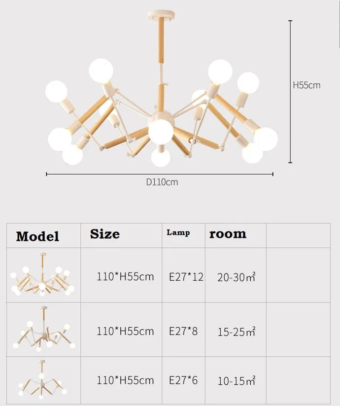 Vintage spider chandelier Nordic designer lustre industrial