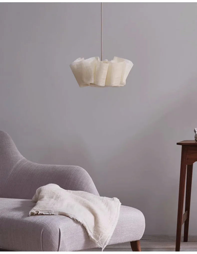 Nordic Linen Pleated Pendant lamp Vintage Wabi Sabi Wind Pendant light