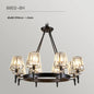 Retro Matte Black Round Metal Led Chandelier Lustre K9 Crystal Shades Pendant Lights Lighting Hanging Lamps Room Decor Fixtures