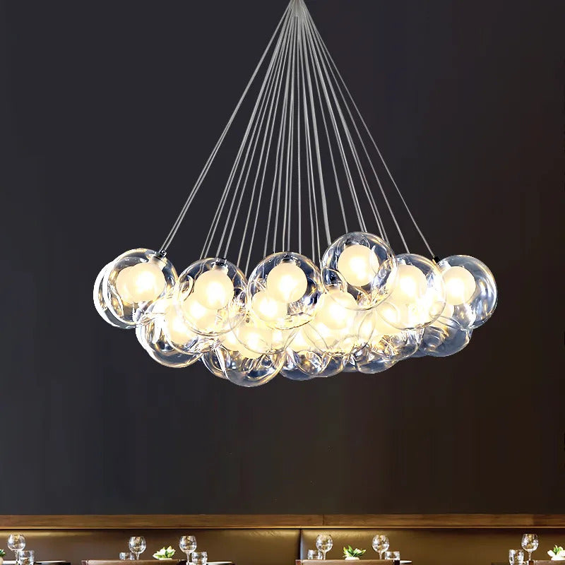 Nordic LED Bubble Lamp Chandelier Modern Clear Glass Ball Suspension Lamp