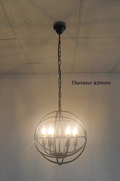 Retro Wrought Iron Chandelier Rustic Orb Vintage Crystal Bird Cage pendant lamps