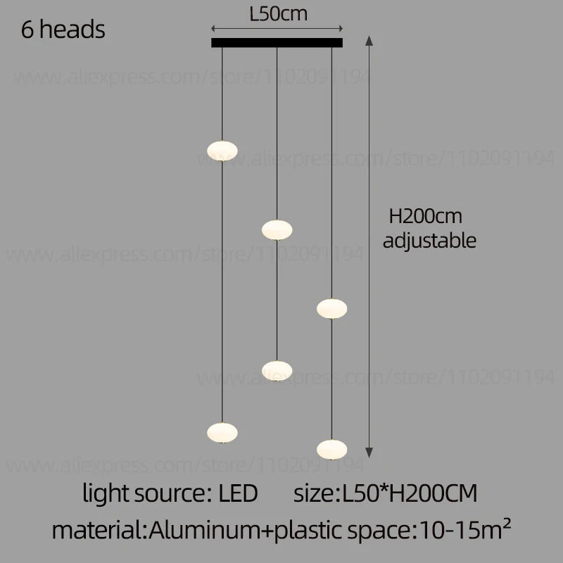Modern villa Staircase Chandelier Nordic Oval String Ball Duplex Building LED pendant Light