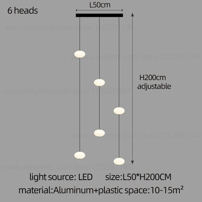 Modern villa Staircase Chandelier Nordic Oval String Ball Duplex Building LED pendant Light